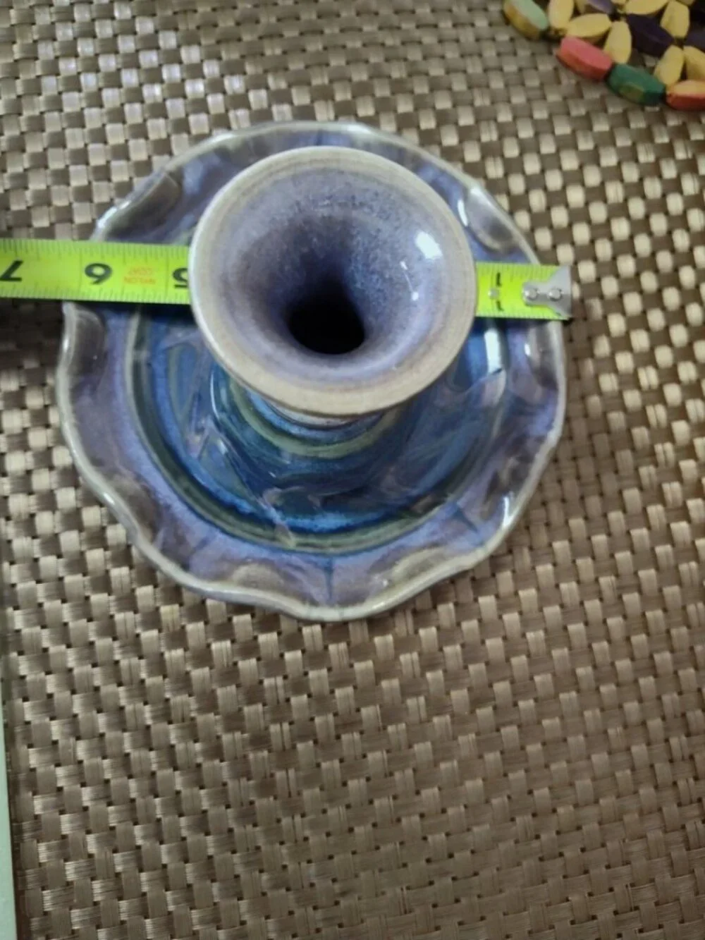 Handicrafted Blue and Purple Ceramic Pottery Reed Diffuser Signed 5